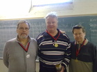 Seura-Singelin 2012 mestarit. Vasemmalta Tapani Juselius, Harri Lindfors ja Reijo Suominen.