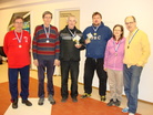 B-Sarjan podium vasemmalta, Tapani, Asko, Kunu, Erppa, Merja ja Jouni